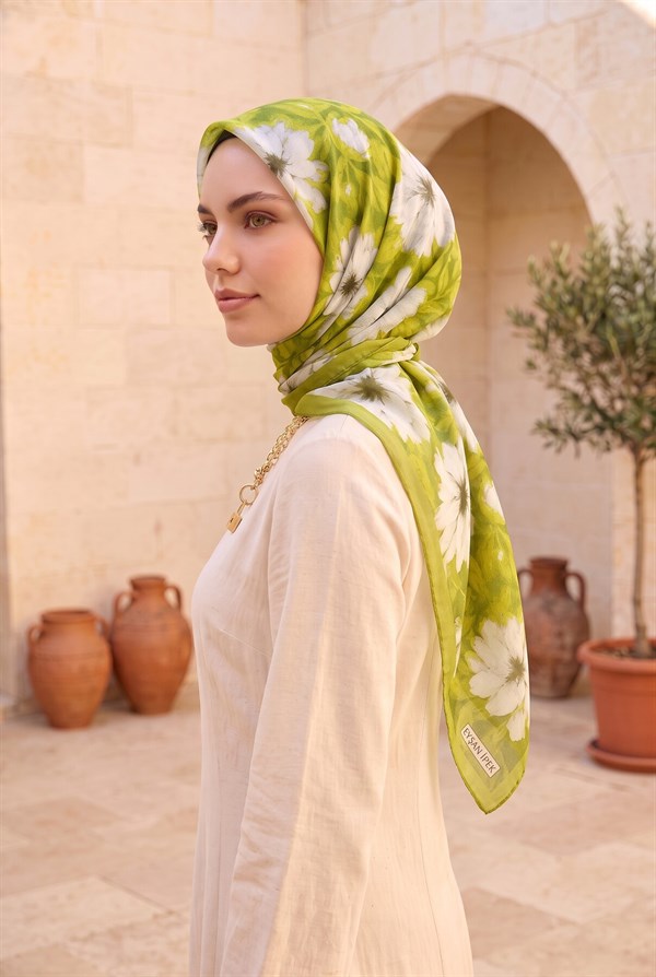 Elite Floral Pattern Scarf Series Green Olive