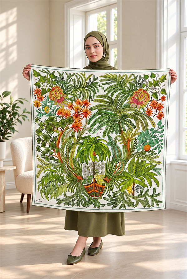 Elite Patterned Shoulder Shawl - Scarf Series Beige