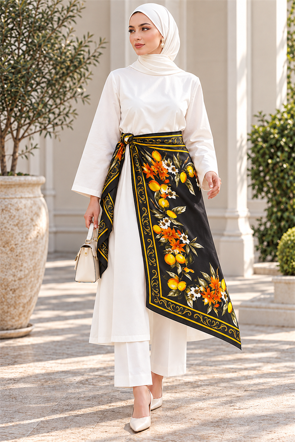 Elite Patterned Shoulder Shawl - Scarf Series Coffee