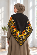 Elite Patterned Shoulder Shawl - Scarf Series Coffee