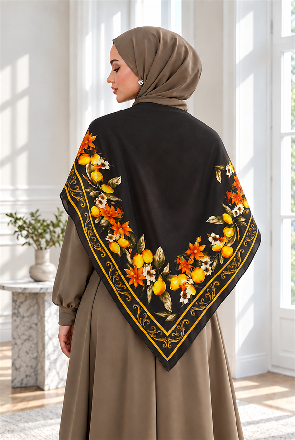 Elite Patterned Shoulder Shawl - Scarf Series Coffee