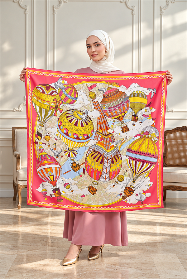 Elite Patterned Shoulder Shawl - Scarf Series Pink