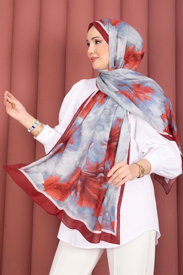 Elsa Floral Scarf Series Burgundy