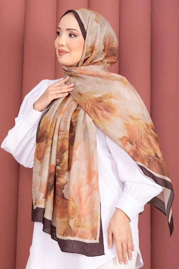 Elsa Floral Scarf Series Coffee