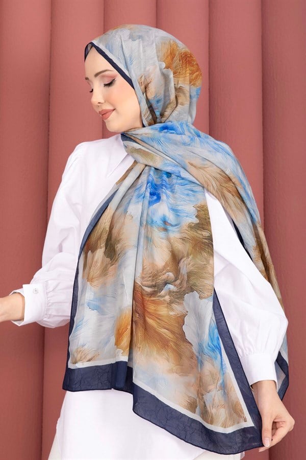 Elsa Floral Scarf Series Navy Blue