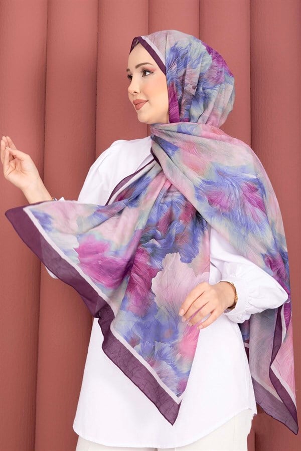 Elsa Floral Scarf Series, Plum