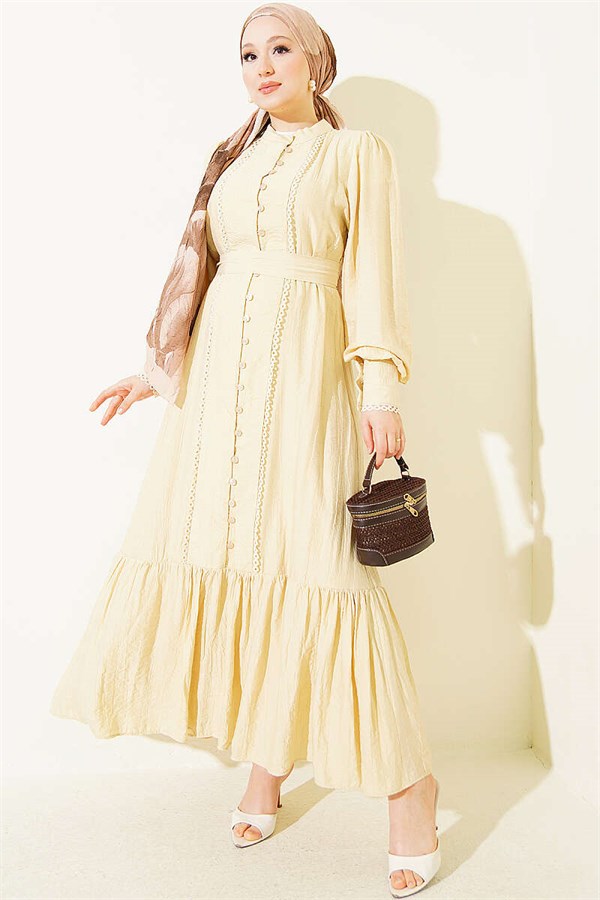 Pleated Skirt with Belt, Honeycomb Color