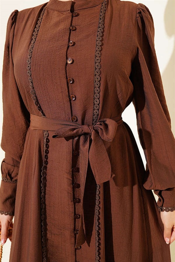Pleated Skirt with Belt Dress Chestnut