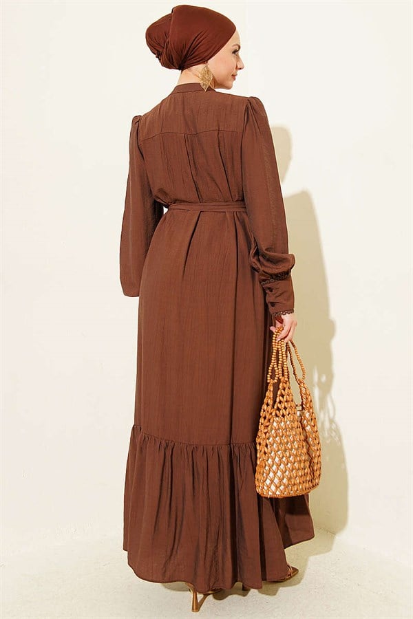 Pleated Skirt with Belt Dress Chestnut