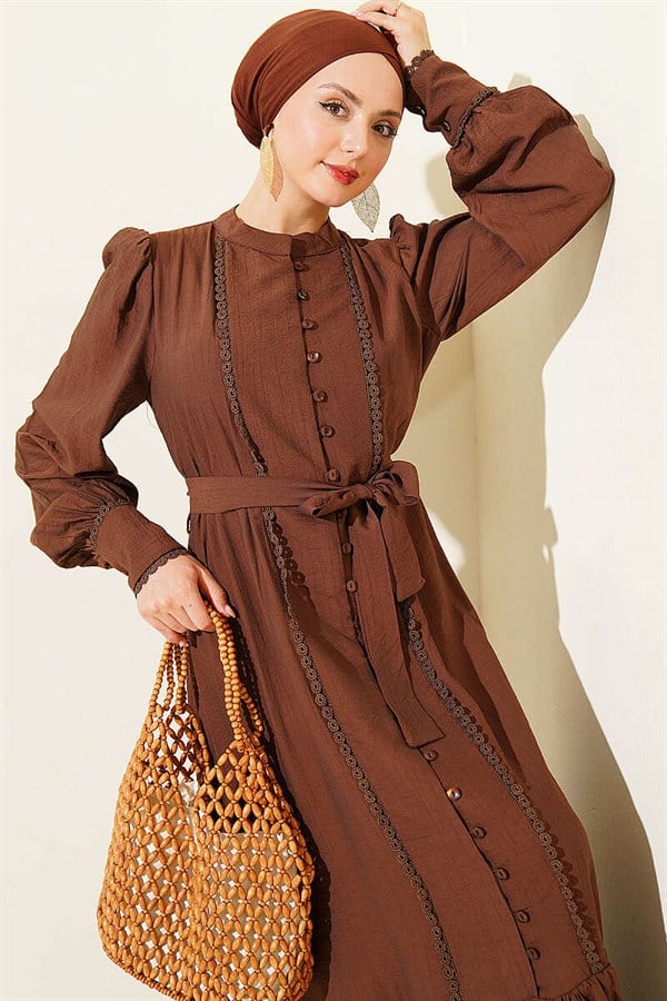 Pleated Skirt with Belt Dress Chestnut