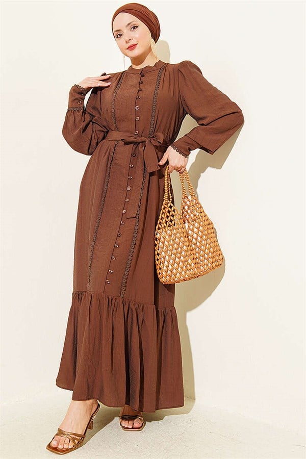 Pleated Skirt with Belt Dress Chestnut
