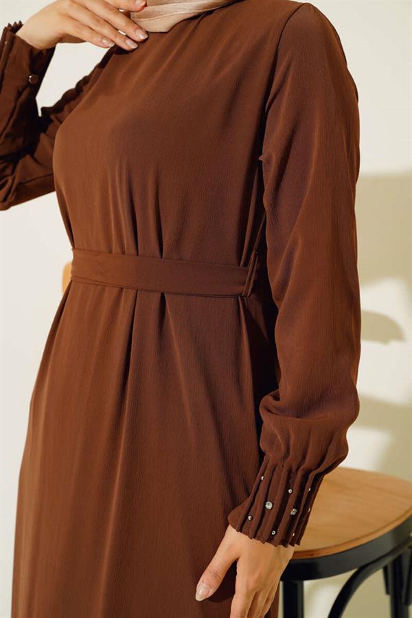 Lace Hem Dress Brown
