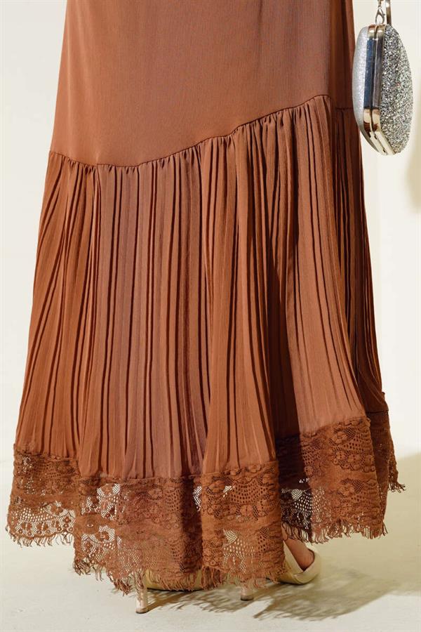 Lace Hem Dress Tan
