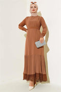 Lace Hem Dress Tan