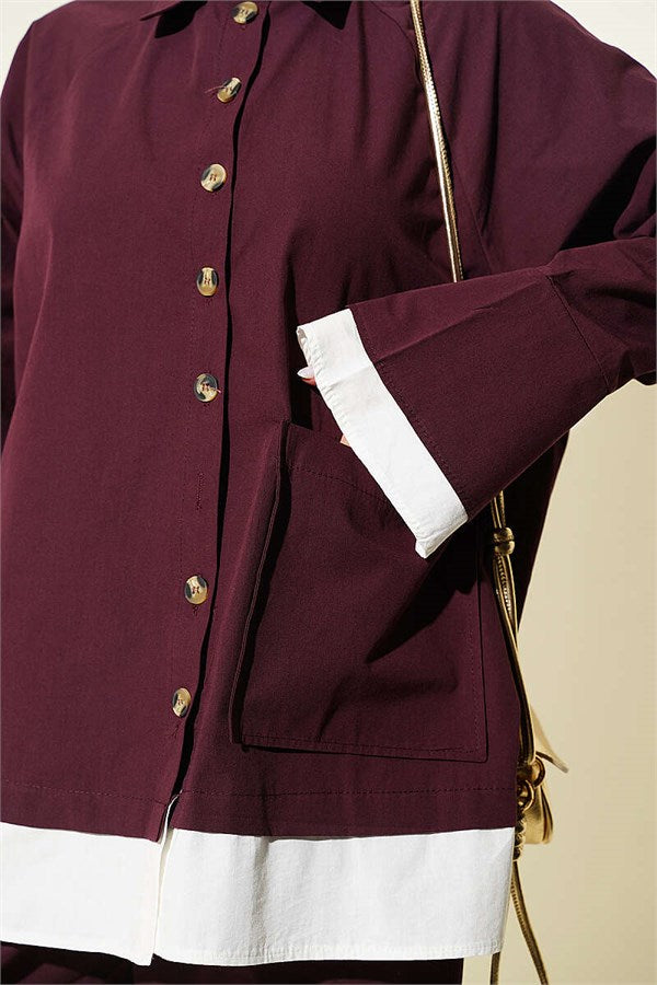 2 Piece Set with Trimmed Hem, Burgundy