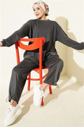 2 Piece Set with Elastic Hem, Smoke Grey