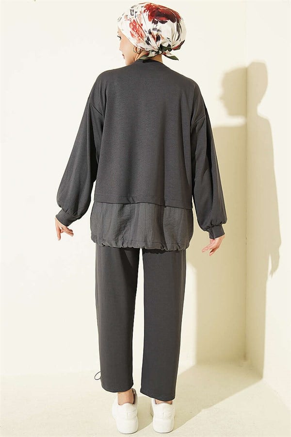2 Piece Set with Elastic Hem, Smoke Grey