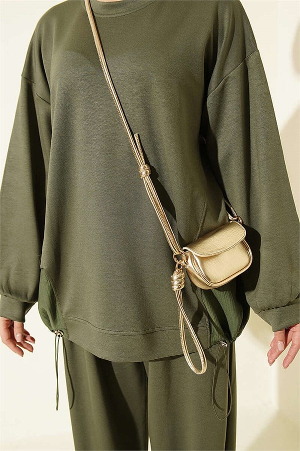 2 Piece Set with Elastic Hem, Khaki