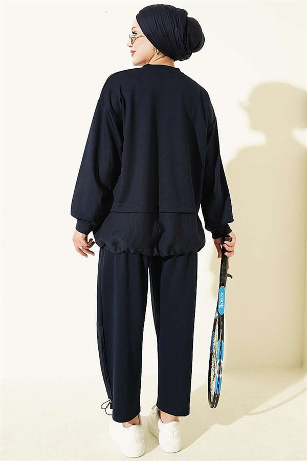 Navy Blue 2 Piece Set with Elasticated Hem