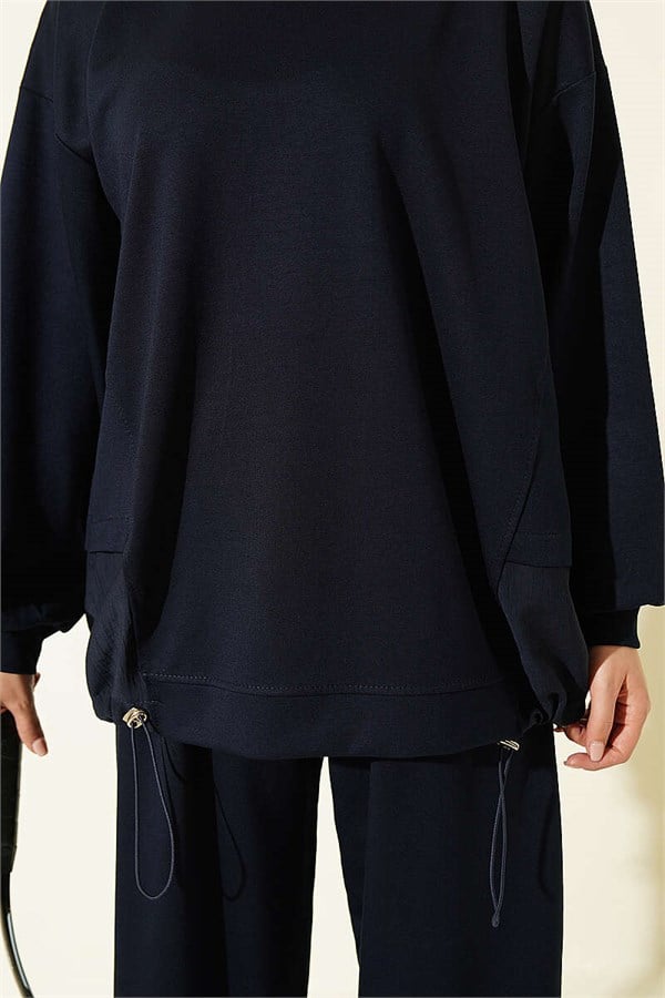 Navy Blue 2 Piece Set with Elasticated Hem