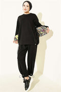 2 Piece Set with Elastic Hem, Black
