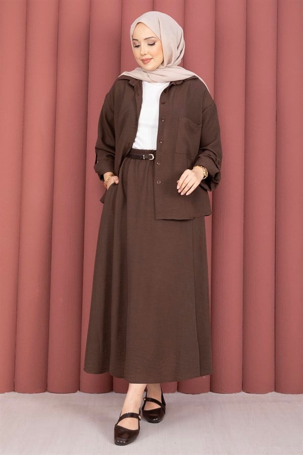 Skirt 2 Piece Set in Coffee