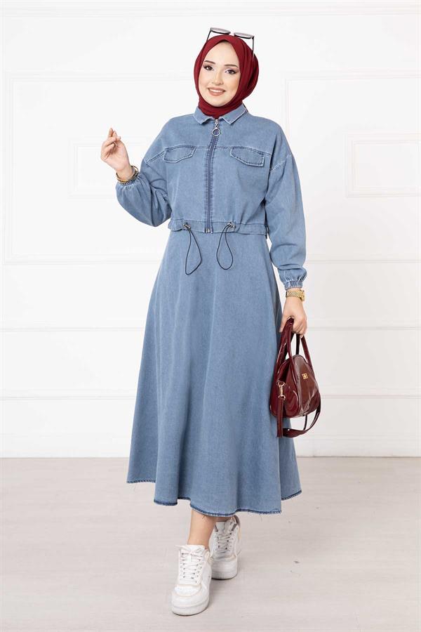Skirted Denim 2 Piece Set Light Blue