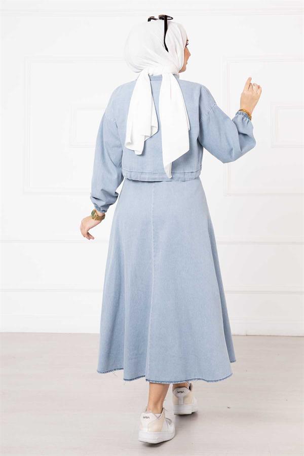 Skirted Denim 2 Piece Set Snow Wash