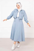 Skirted Denim 2 Piece Set Snow Wash