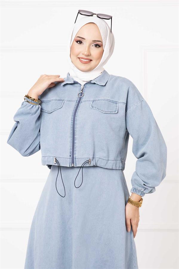 Skirted Denim 2 Piece Set Snow Wash