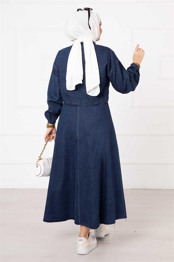 Skirted Denim 2 Piece Set Navy Blue