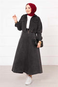 Skirted Denim 2 Piece Set Black