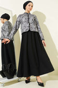 Ethnic Pattern Jacket and Skirt 2 Piece Set, Black
