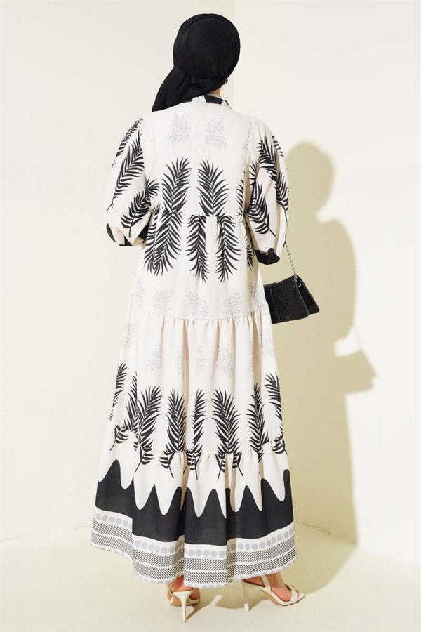 Ethnic Pattern Plaid Dress Black