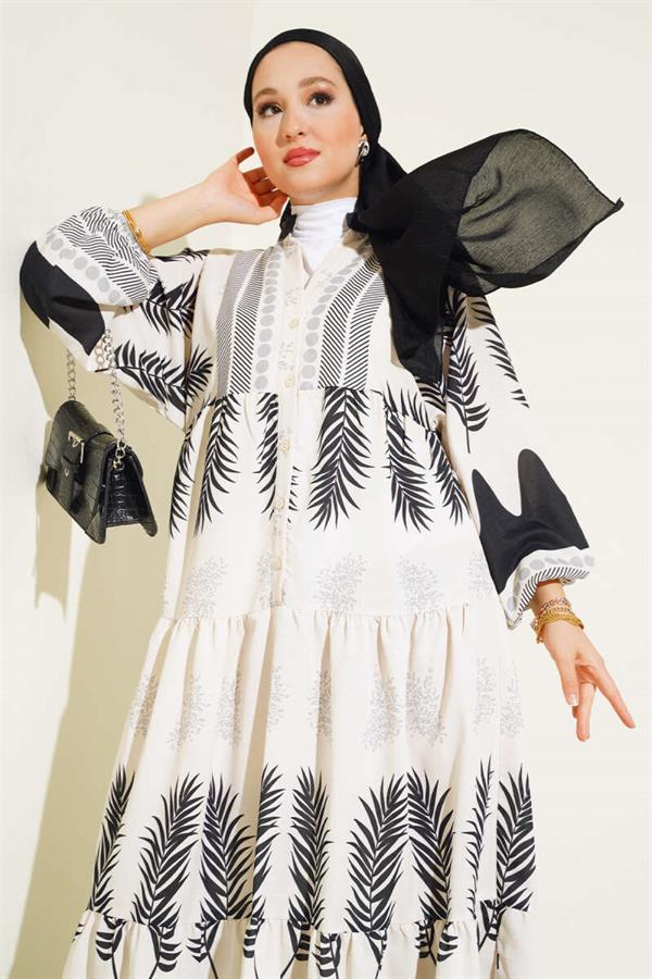 Ethnic Pattern Plaid Dress Black