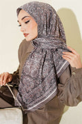 Ethnic Patterned Striped Scarf, Mink