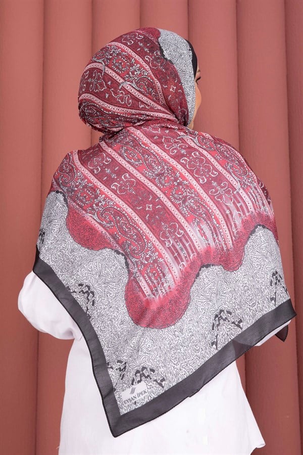 Ethnic Motif Shawl Series Black - Fuchsia
