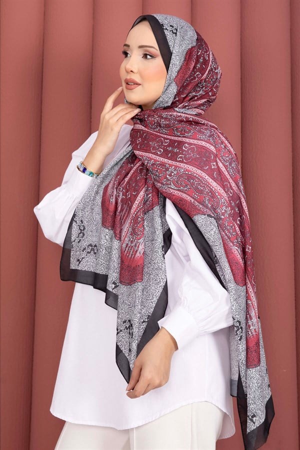 Ethnic Motif Shawl Series Black - Fuchsia