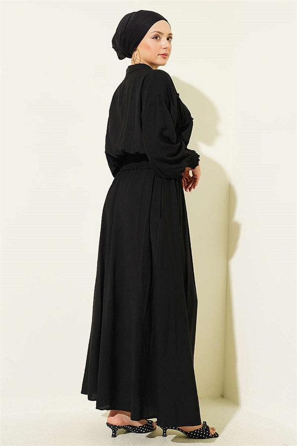 Black 2 Piece Set with Zippered Waistband and Skirt
