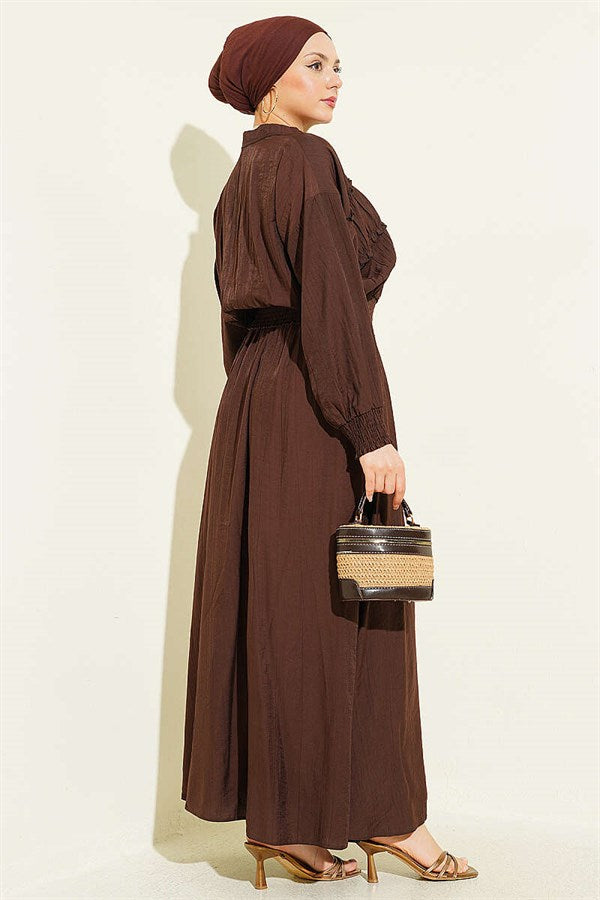 2 Piece Set in coffee color: Zippered, Waist-Gift Skirt.