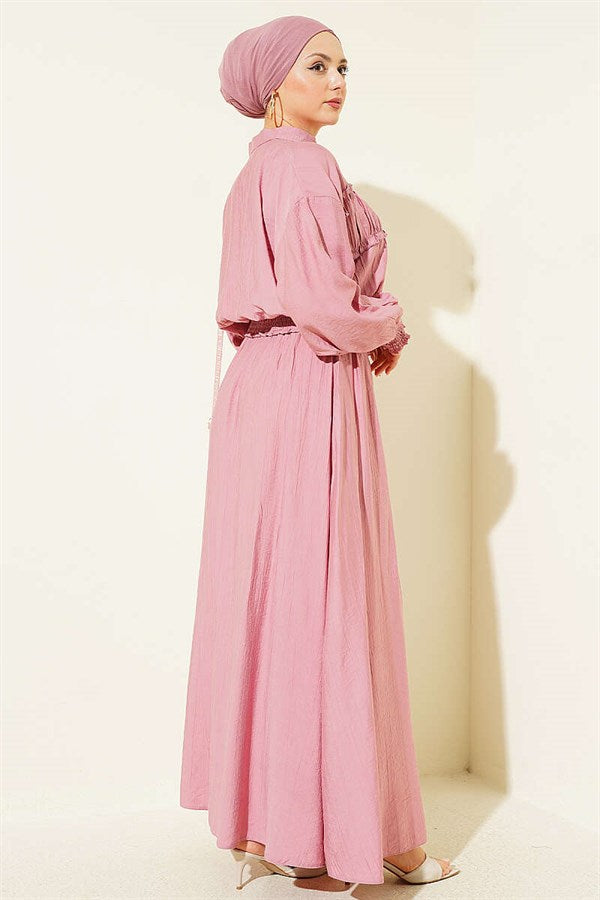 2 Piece Set with Zippered Waistband and Skirt, Rose Pink