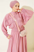 2 Piece Set with Zippered Waistband and Skirt, Rose Pink