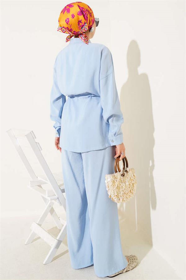 Zippered Waist Tunnel 2 Piece Set Baby Blue