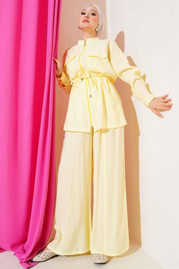 Zippered Waist Tunnel 2 Piece Set Yellow