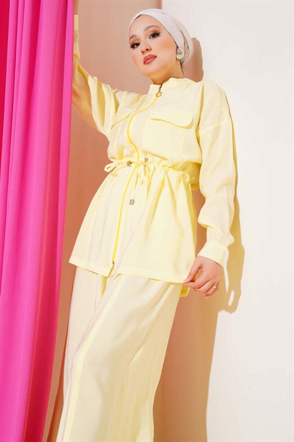 Zippered Waist Tunnel 2 Piece Set Yellow