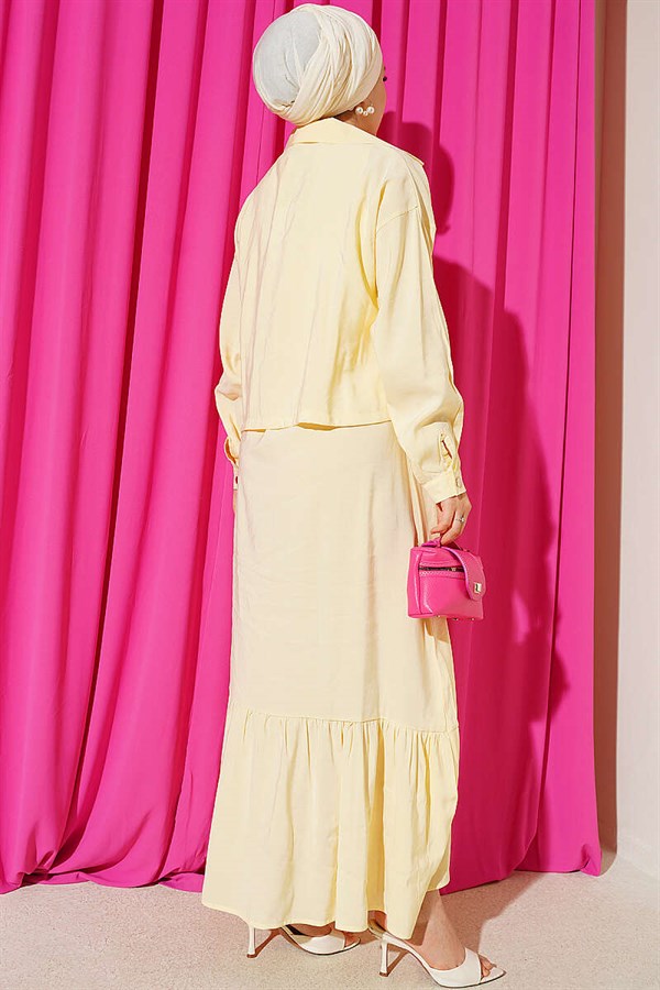 Modal Vest 2 Piece Set with Zip-Up Jacket, Yellow