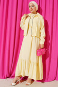 Modal Vest 2 Piece Set with Zip-Up Jacket, Yellow