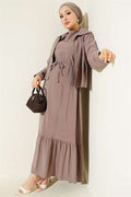 Modal Vest 2 Piece Set with Zip-Up Jacket, Mink Color