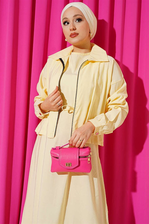 Modal Vest 2 Piece Set with Zip-Up Jacket, Yellow