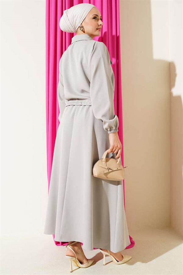 Double Vest 2 Piece Set with Zippered Pockets and Skirt in Grey